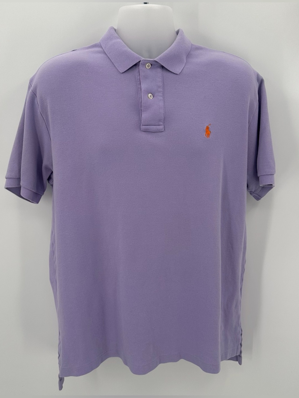 Polo Ralph Lauren Shirt Mens L Purple Short Sleeve Cotton Y2K VTG Hong Kong READ